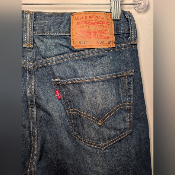 Levi's Men's 511 Skinny Dark Wash Indigo Slim Jeans 32×32 Y2K-Adjacent Retro - Picture 4 of 8